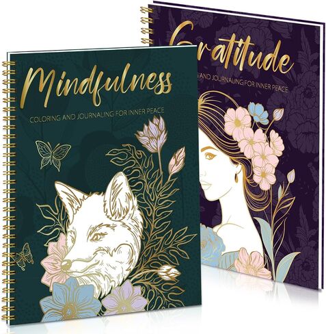 8.3×11.7in Adult Mandala Coloring Book for Relaxation, 2 Pack Adult Spiral Bound Coloring Books for Women with Inspirational Quotes, Mindfulness Stress Relief Patterns for Adults, Teens, Ideal Gift in Saudi Arabia