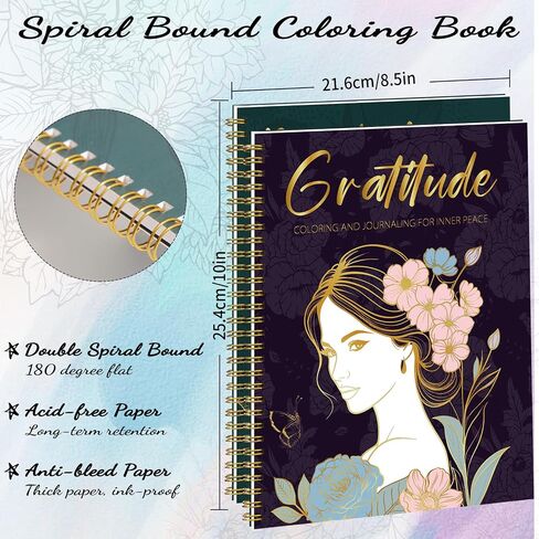 8.3×11.7in Adult Mandala Coloring Book for Relaxation, 2 Pack Adult Spiral Bound Coloring Books for Women with Inspirational Quotes, Mindfulness Stress Relief Patterns for Adults, Teens, Ideal Gift in Saudi Arabia