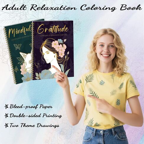8.3×11.7in Adult Mandala Coloring Book for Relaxation, 2 Pack Adult Spiral Bound Coloring Books for Women with Inspirational Quotes, Mindfulness Stress Relief Patterns for Adults, Teens, Ideal Gift in Saudi Arabia