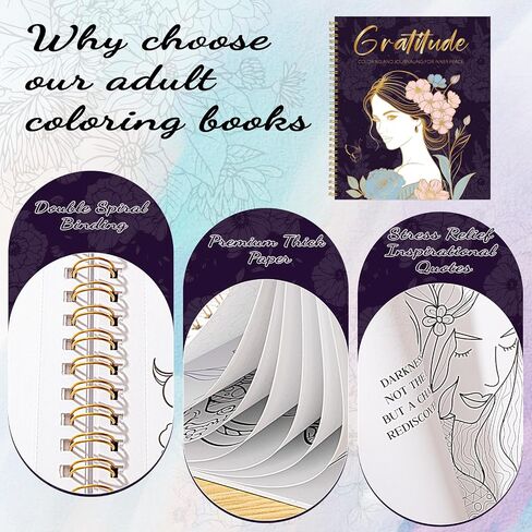 8.3×11.7in Adult Mandala Coloring Book for Relaxation, 2 Pack Adult Spiral Bound Coloring Books for Women with Inspirational Quotes, Mindfulness Stress Relief Patterns for Adults, Teens, Ideal Gift in Saudi Arabia