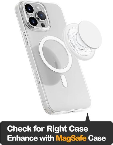 metisinno Phone Grip for MagSafe, Magnetic Stand for iPhone MagSafe Cases, One Finger Pop and Snap, Removable for Wireless Charging, Black in Kuwait