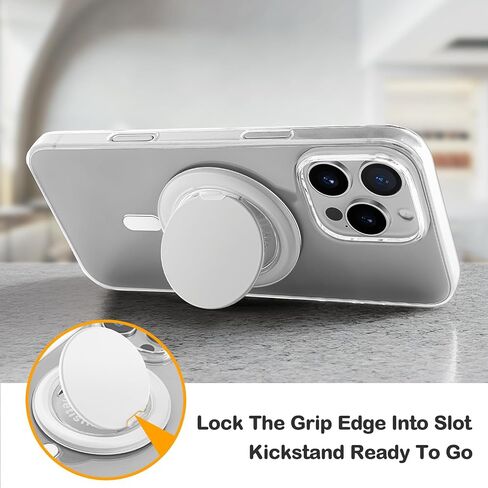 metisinno Phone Grip for MagSafe, Magnetic Stand for iPhone MagSafe Cases, One Finger Pop and Snap, Removable for Wireless Charging, Black in Kuwait
