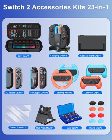 Switch 2 Accessories Bundle for Nintendo Super Games(Pink） in Saudi Arabia