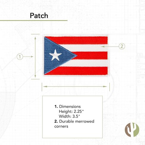 Desert Cactus Puerto Rico Flag Patch – 3.5" x 2.25" Embroidered Iron On/Sew On Applique for Blazers, Jackets, Backpacks, Bags, Hats & Tactical Gear – (3-Pack Patch) in Saudi Arabia