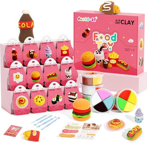 Air Dry Clay Kit - Cake Themed, Modeling Clay for Kids, DIY Model Magic Clay with Sculpting Tools and Tutorials, 12 Boxes Molding Clay, Ultra Light, Soft & Non-Sticky, Arts and Crafts Gift for Kids in Saudi Arabia