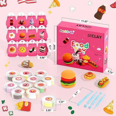 Air Dry Clay Kit - Cake Themed, Modeling Clay for Kids, DIY Model Magic Clay with Sculpting Tools and Tutorials, 12 Boxes Molding Clay, Ultra Light, Soft & Non-Sticky, Arts and Crafts Gift for Kids in Saudi Arabia