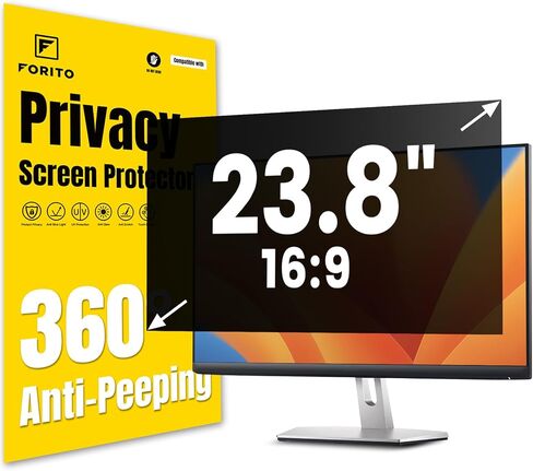 F FORITO 23 Inch 16:9 360°Privacy Screen Protector for Computer Monitor, Removable Eye Protection Anti Blue Light Anti Glare Computer Screen Privacy Shield for 23" Widescreen Monitors in Saudi Arabia