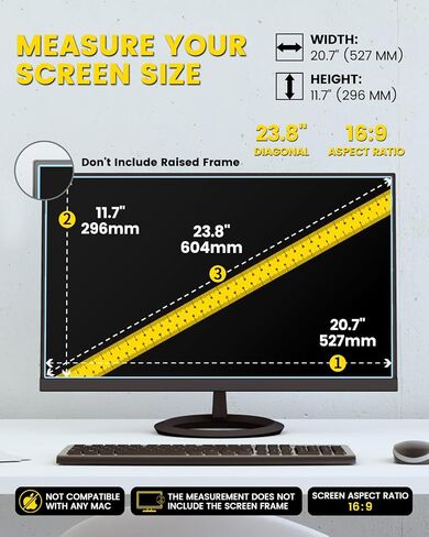 F FORITO 23 Inch 16:9 360°Privacy Screen Protector for Computer Monitor, Removable Eye Protection Anti Blue Light Anti Glare Computer Screen Privacy Shield for 23" Widescreen Monitors in Saudi Arabia