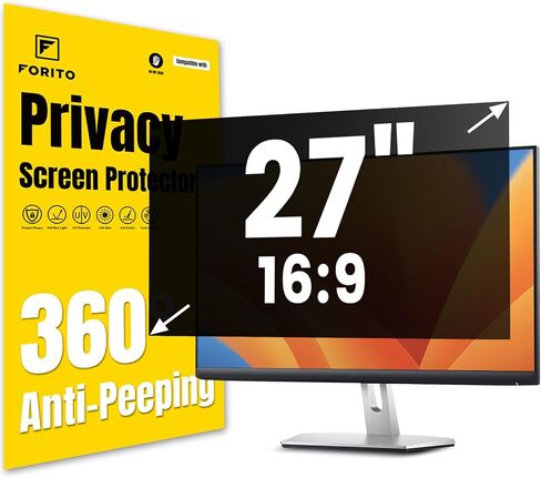 F FORITO 23 Inch 16:9 360°Privacy Screen Protector for Computer Monitor, Removable Eye Protection Anti Blue Light Anti Glare Computer Screen Privacy Shield for 23" Widescreen Monitors in Saudi Arabia