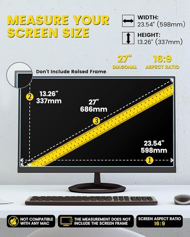 F FORITO 23 Inch 16:9 360°Privacy Screen Protector for Computer Monitor, Removable Eye Protection Anti Blue Light Anti Glare Computer Screen Privacy Shield for 23" Widescreen Monitors in Saudi Arabia