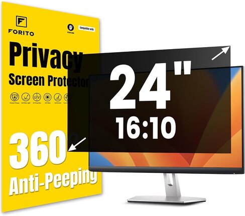 F FORITO 23 Inch 16:9 360°Privacy Screen Protector for Computer Monitor, Removable Eye Protection Anti Blue Light Anti Glare Computer Screen Privacy Shield for 23" Widescreen Monitors in Saudi Arabia