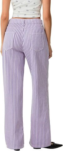 Franhais Striped Jeans for Women Trendy Drawstring Low Rise Baggy Jeans Y2K Straight Wide Leg Boyfriend Denim Pants Street in Saudi Arabia