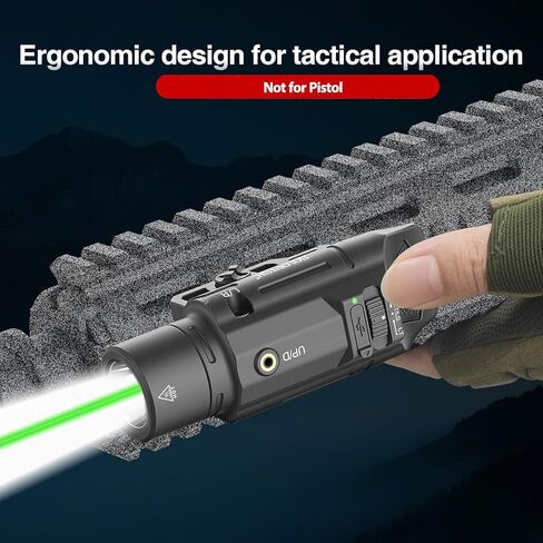 Solofish 1500 Lumen مصباح يدوي تكتيكي قابل للتكتيك متوافق مع السكك الحديدية عرض Picatinny 21 ملم للبندقية (وليس للمسدس) ، ضوء الأسلحة القابل لإعادة الشحن مع مؤشر/لحظة/طاقة in Kuwait