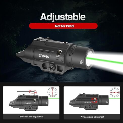 Solofish 1500 Lumen مصباح يدوي تكتيكي قابل للتكتيك متوافق مع السكك الحديدية عرض Picatinny 21 ملم للبندقية (وليس للمسدس) ، ضوء الأسلحة القابل لإعادة الشحن مع مؤشر/لحظة/طاقة in Kuwait