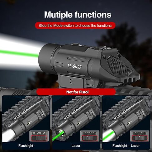 Solofish 1500 Lumen مصباح يدوي تكتيكي قابل للتكتيك متوافق مع السكك الحديدية عرض Picatinny 21 ملم للبندقية (وليس للمسدس) ، ضوء الأسلحة القابل لإعادة الشحن مع مؤشر/لحظة/طاقة in Kuwait