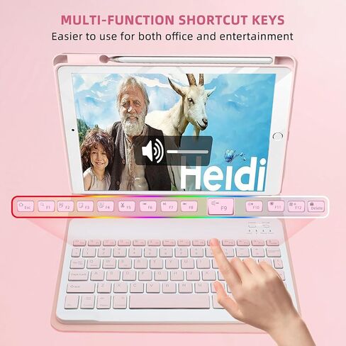 Keyboard Case for iPad 9.7 (6th Gen 2018 / 5th Gen 2017) / Pro 9.7 inch (2016) - 7 Colors Backlit Keyboard Cover and Mouse (Light Purple) in Saudi Arabia
