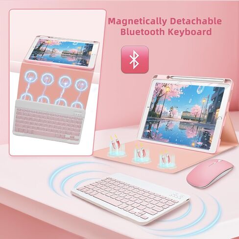 Keyboard Case for iPad 9.7 (6th Gen 2018 / 5th Gen 2017) / Pro 9.7 inch (2016) - 7 Colors Backlit Keyboard Cover and Mouse (Light Purple) in Saudi Arabia
