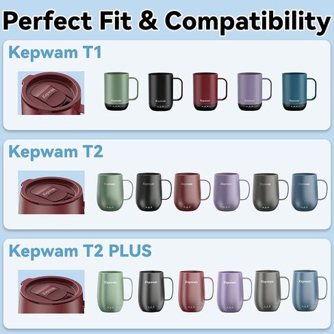 Spill-Resistant Sliding Lid for Self Heating Coffee Mug – Fits Kepwam T1, T2 & T2 Plus – Easy to Use & Clean in Kuwait