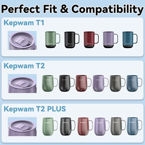 Spill-Resistant Sliding Lid for Self Heating Coffee Mug – Fits Kepwam T1, T2 & T2 Plus – Easy to Use & Clean in Kuwait