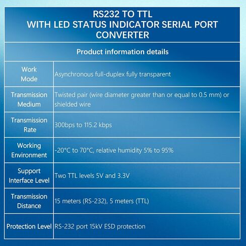 Passive RS-232 to RS-485 Serial Port Conversion Adapter with Status Indicator, Bidirectional Transmission, 15kV ESD and 600W Surge Transient Voltage Suppression Protect, Supports 32 Nodes. in Kuwait