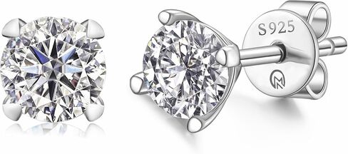 Moissanite Stud Earrings Rhodium Plated 925 Sterling Silver Earrings Moissanite Jewelry Gifts for Women Men in Saudi Arabia