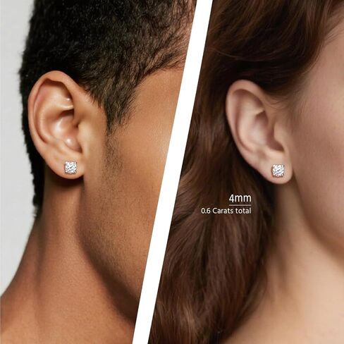 Moissanite Stud Earrings Rhodium Plated 925 Sterling Silver Earrings Moissanite Jewelry Gifts for Women Men in Saudi Arabia