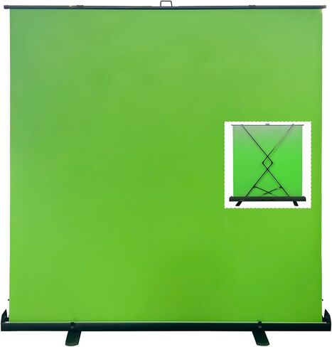 LIHONG Large Green Screen Collapsible Chroma Key Backdrop,Portable Retractable for Video, Live Game,Aluminum Base,Wrinkle Resistant Fabric,Pull-up Style,Auto-Locking Frame (78.7Wx78.7H inch) in Kuwait