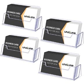 Uniclife 2 Pack Acrylic Business Card Holder for Desk 3 Slots Clear Business Card Display Stand for Men & Women Desktop Business Card Organizer Card Stand for Office Home Exhibition, 180 Card Capacity in Kuwait