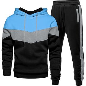 بدلة رياضية بقلنسوة للرجال مكونة من قطعتين، طقم سويت شيرت رياضي كاجوال بقلنسوة وبنطلون رياضي للركض in Kuwait