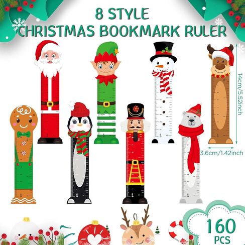Dianelhall 160 PCS عيد الميلاد الحكام للأطفال البلاستيك Merry Book Book Page Clip Xmas Gift Giftmark for Xmas Holiday Kid Student Gifts Supplies (Gingerbread Man) in Saudi Arabia