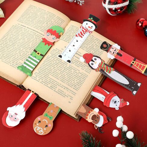 Dianelhall 160 PCS عيد الميلاد الحكام للأطفال البلاستيك Merry Book Book Page Clip Xmas Gift Giftmark for Xmas Holiday Kid Student Gifts Supplies (Gingerbread Man) in Saudi Arabia