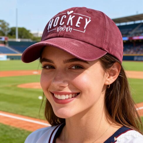 Hockey Mom Gift - Hockey Mama Baseball Caps Embroidered Adjustable Washed Dad Hat Black in Saudi Arabia