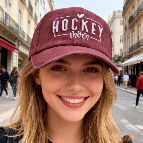 Hockey Mom Gift - Hockey Mama Baseball Caps Embroidered Adjustable Washed Dad Hat Black in Saudi Arabia