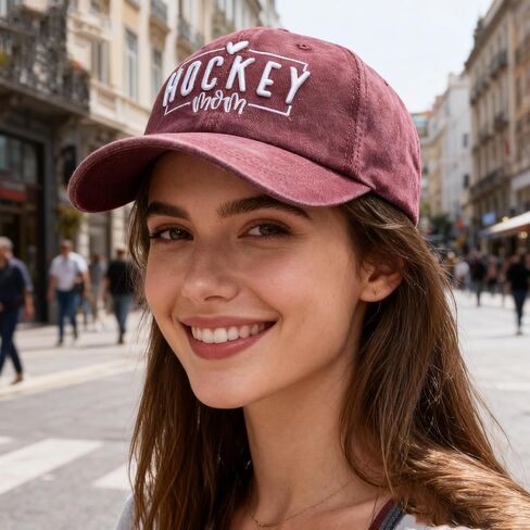 Hockey Mom Gift - Hockey Mama Baseball Caps Embroidered Adjustable Washed Dad Hat Black in Saudi Arabia