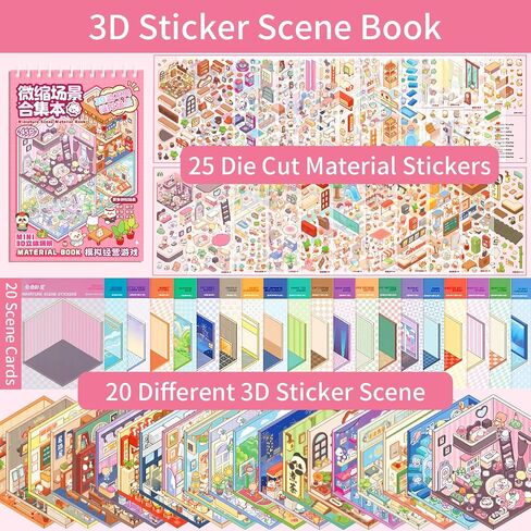 20 مجموعات Tresponser Therapy DIY 3D Mini Scene Book: 1000+ ملصقات قابلة للإزالة متميزة لإغاثة القلق ، أنشطة تخفيف الإجهاد القابلة لإعادة استخدام القصاصات القابلة لإعادة الاستخدام للبالغين والمراهقين in Saudi Arabia