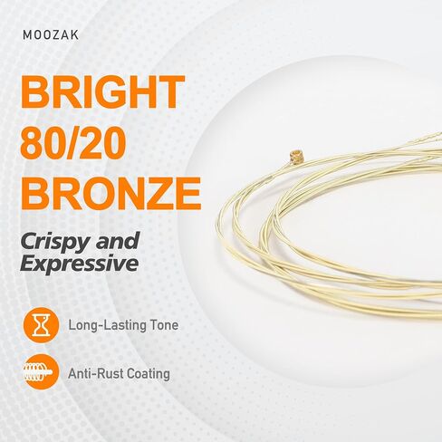 Acoustic Guitar Strings 3 Packs 80/20 Bronze Acoustic Guitar Strings for 6 String Guitars with 2 Free Acoustic Strings and 3 Picks. 12-53 Light in Saudi Arabia