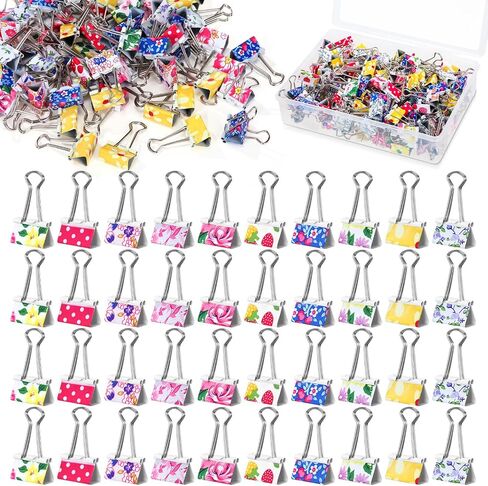 150 PCS مقاطع رابط لطيف مع مقاطع مكتب مصنوعة من الأزهار الصافية مينين مشابك الطباعة الملونة المزينة للمعلمين لوازم أوراق العمل المكاتب المدرسية (0.98 بوصة) in Saudi Arabia