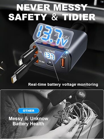 شاحن سيارة قابل للسحب ، [ترقية] محول جهاز إرسال Bluetooth 5.4 FM ، 4 في 1 شواحن السيارة السريعة 69W ، مكالمة هدية ، شاحن هاتف USB Cars وكابل قابل للسحب لـ iPhone 16 15 14 ، Galaxy-Black in Kuwait