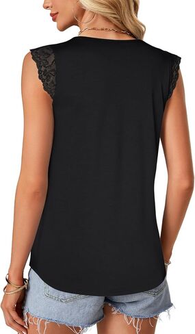 Vrtige Women's Tank Tops V Neck Sleeveless Lace Blouse Casual Vest Summer Camisole Shirts in Saudi Arabia