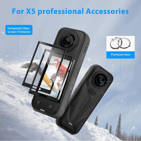 مجموعة حماية 5 في 1 ، متوافقة مع insta360 x5 الكاميرا حالة الحماية المعدنية/selfie tripod mount/silicone arnes protector/camera camera mount fro insta 360 x5 ملحقات in Kuwait
