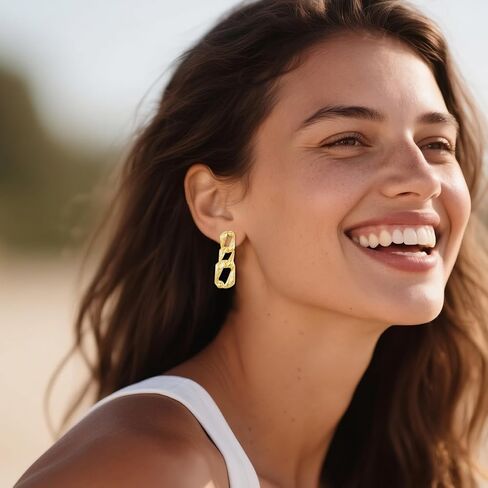 14k Gold Stud Earrings for Women Hypoallergenic Women’s Geometric Link Drop Stud Earrings Jewelry Gifts for Womens Mom Her in Saudi Arabia