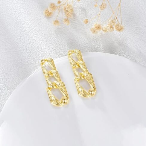14k Gold Stud Earrings for Women Hypoallergenic Women’s Geometric Link Drop Stud Earrings Jewelry Gifts for Womens Mom Her in Saudi Arabia