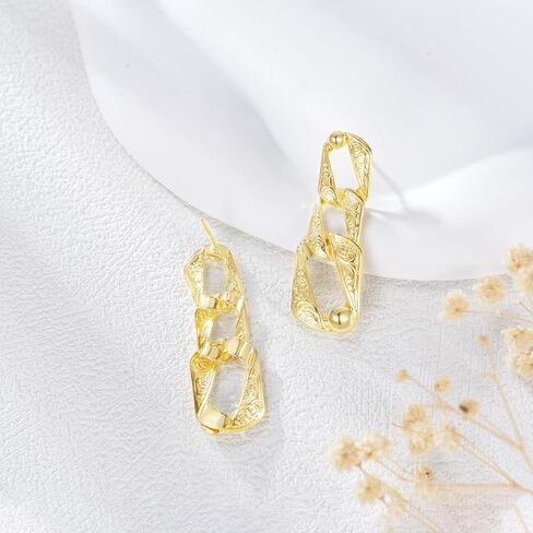 14k Gold Stud Earrings for Women Hypoallergenic Women’s Geometric Link Drop Stud Earrings Jewelry Gifts for Womens Mom Her in Saudi Arabia