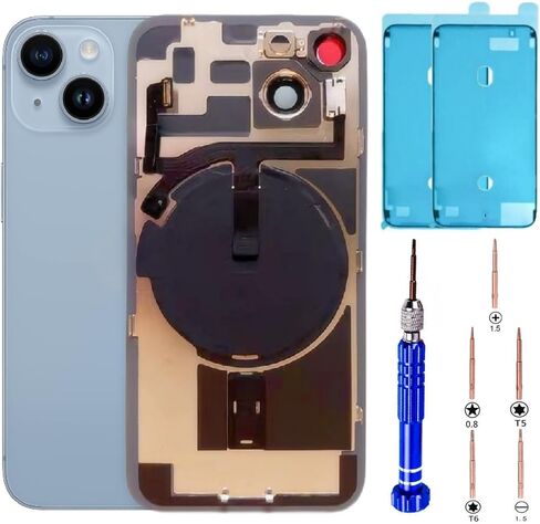 14 Back Glass Replacement for iPhone 14 Back Glass (6.1 Inches) with Pre-Installed Plate + Camera Frame + Lens + Reparing Tools (Midnight Black) in Kuwait