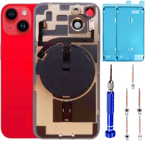 14 Back Glass Replacement for iPhone 14 Back Glass (6.1 Inches) with Pre-Installed Plate + Camera Frame + Lens + Reparing Tools (Midnight Black) in Kuwait