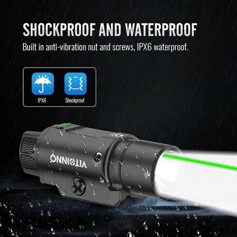 1750 Lumen Tactical Flashlight with Bottom Moonlight lamp, Rechargeable Pistol Light with Strobe/Momentary Compatible with Picatinny Rail in Saudi Arabia
