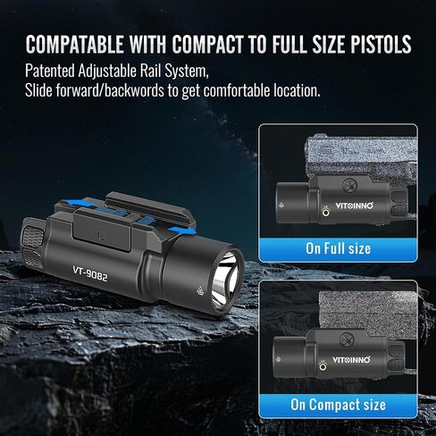 1750 Lumen Tactical Flashlight with Bottom Moonlight lamp, Rechargeable Pistol Light with Strobe/Momentary Compatible with Picatinny Rail in Saudi Arabia