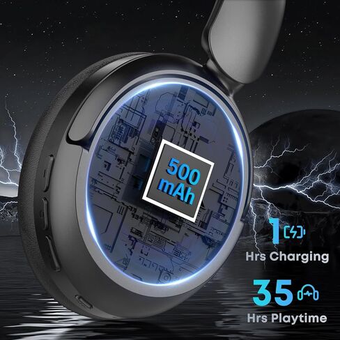 سماعات رأس Bluetooth ، لاسلكي فوق سماعات الرأس بلوتوث الأذن مع وقت اللعب 35 ساعة ، سماعات Hifi Stereo قابلة للطي مع أكواب أذن رغوة للرياضة ، المكتب ، الرمادي السفر in Kuwait