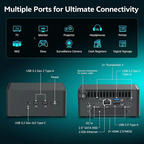 ASUS NUC 15 Pro AI Mini PC ، Intel Series 2 Ultra 5 225H (14C/14T ، حتى 4.9 جيجا هرتز) ، Mini Computers 16GB DDR5 RAM ، 1TB PCIE SSD ، WIN 11 Pro ، Intel ARC 130T GPU ، Thunderbolt 4 ، WIFI 7 ، 8K HDR ، VESA MOUNT in Saudi Arabia
