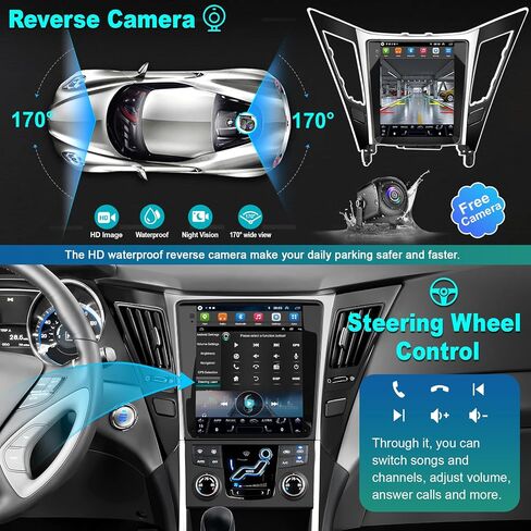 Android 13 Car Radio for Hyundai Sonata 2010-2015 with Wireless Carplay Android Auto, 9.7 Inch IPS Touch Screen Car Stereo with GPS Nav/Bluetooth/FM AM/Backup Camera/WiFi/SWC/HiFi/Mirrorlink 4G+64G in Kuwait